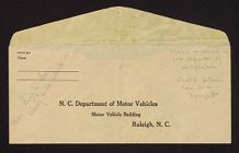 N.C. Department of Motor Vehicles payment envelope